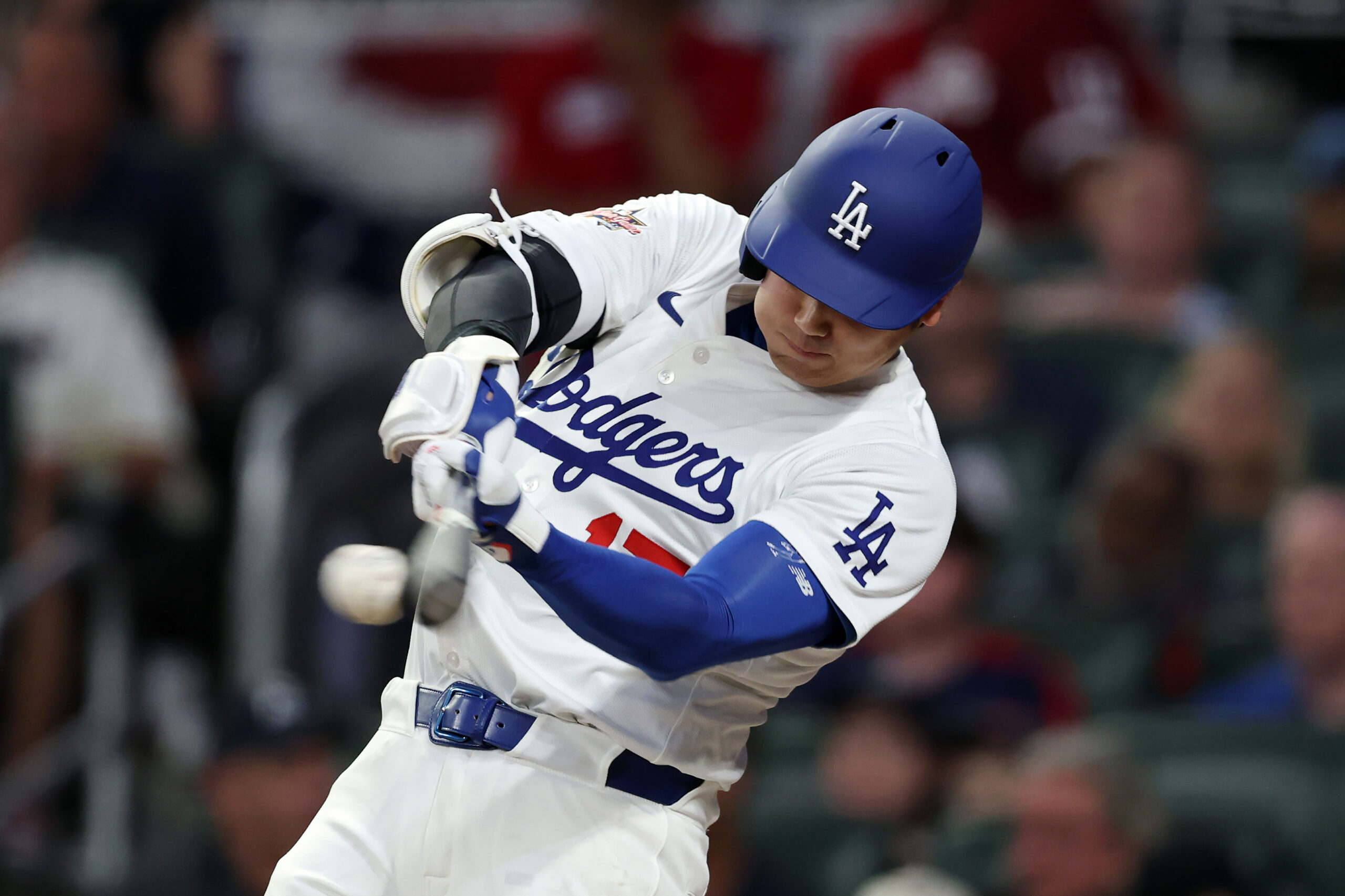 Dodgers star Shohei Ohtani grounds out for the National League...