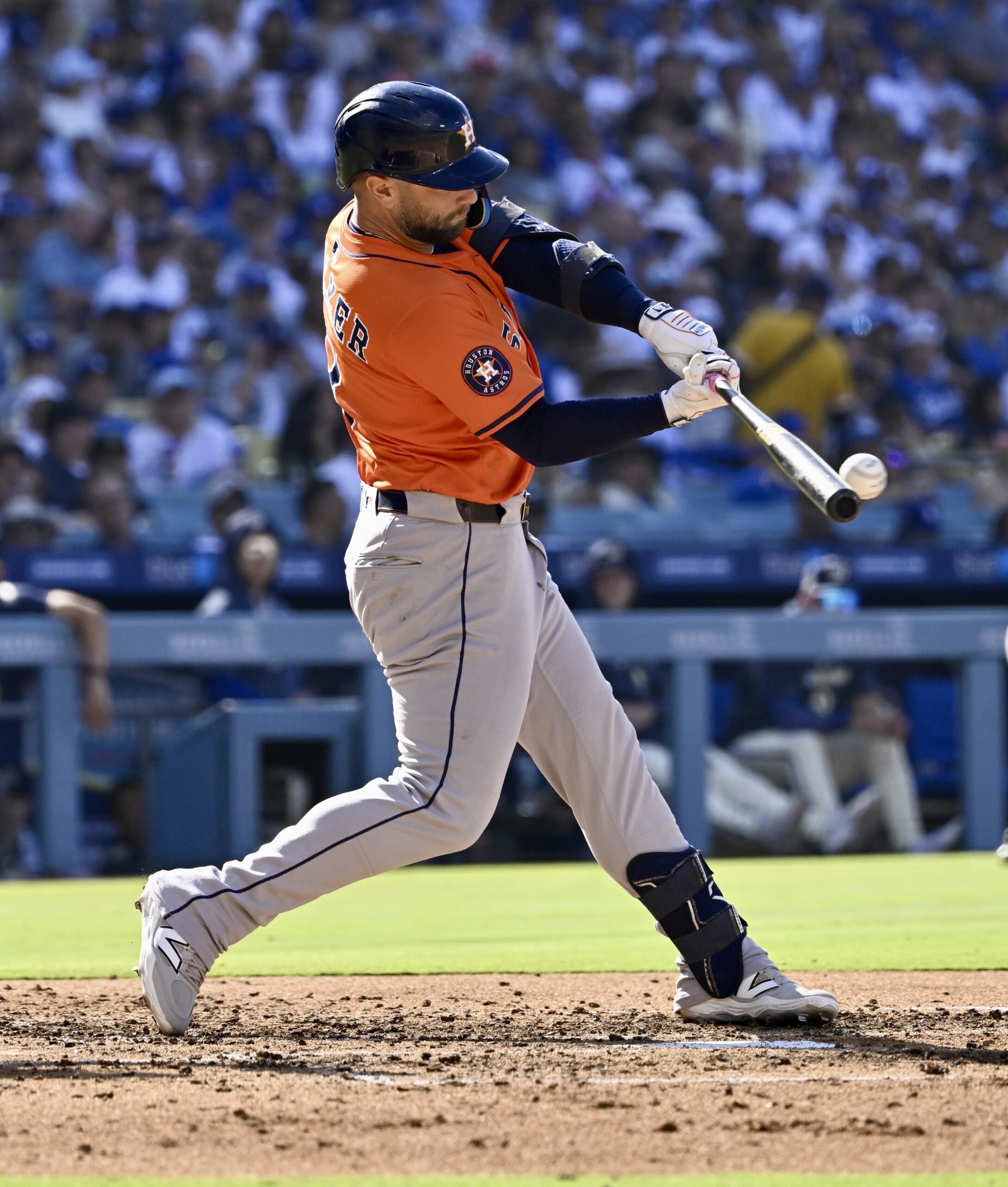 Christian Walker #8 of the Houston Astros hits a RBI...