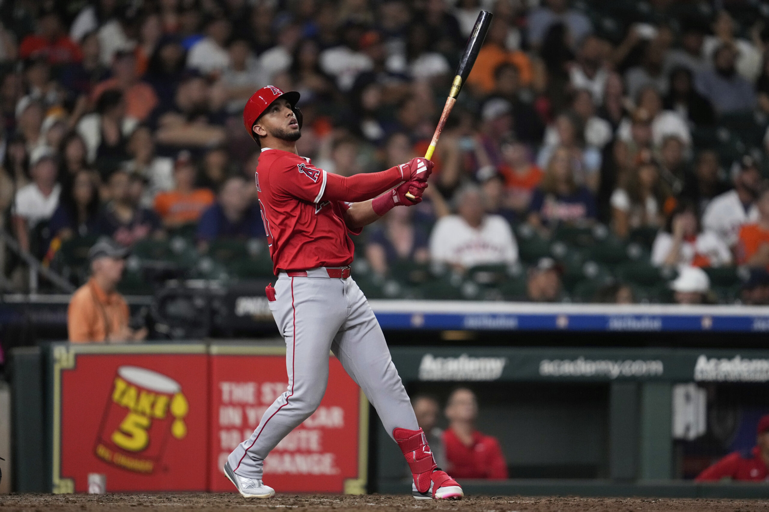 Angels’ Oswald Peraza singles, allowing Luis Rengifo and Logan O’Hoppe...