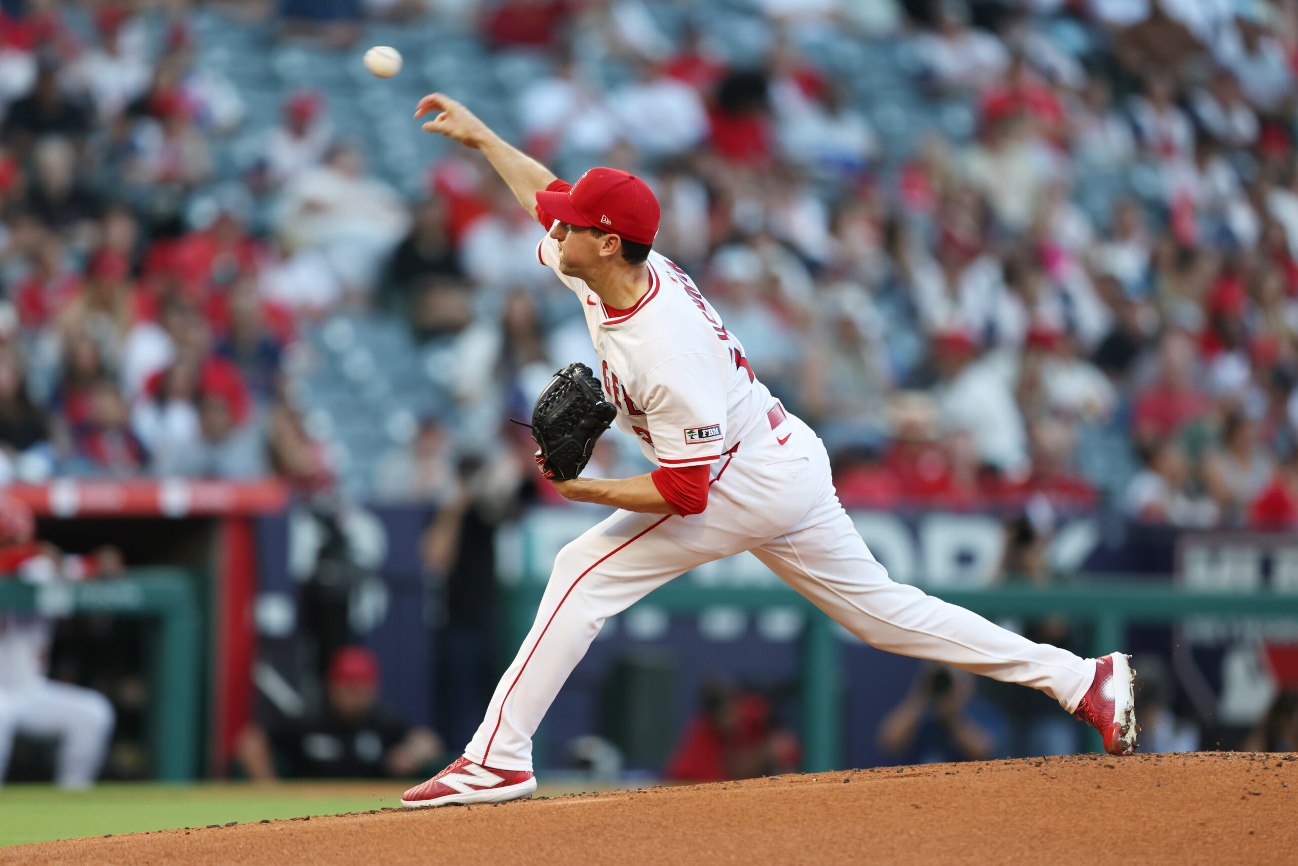 Pitcher Kyle Hendricks #28 of the Angels throws a pitch...