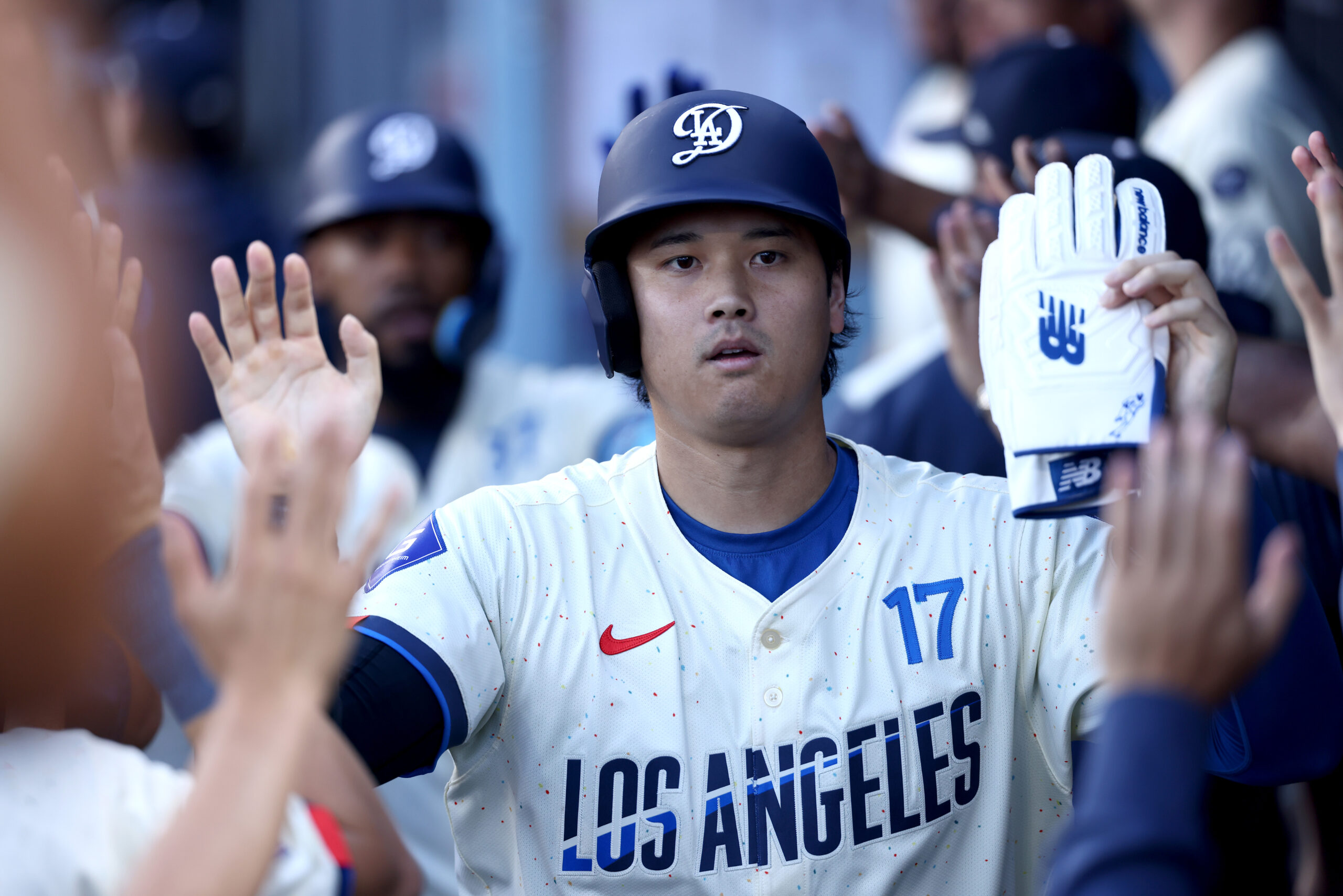 LOS ANGELES, CALIFORNIA – AUGUST 16: Shohei Ohtani #17 of...