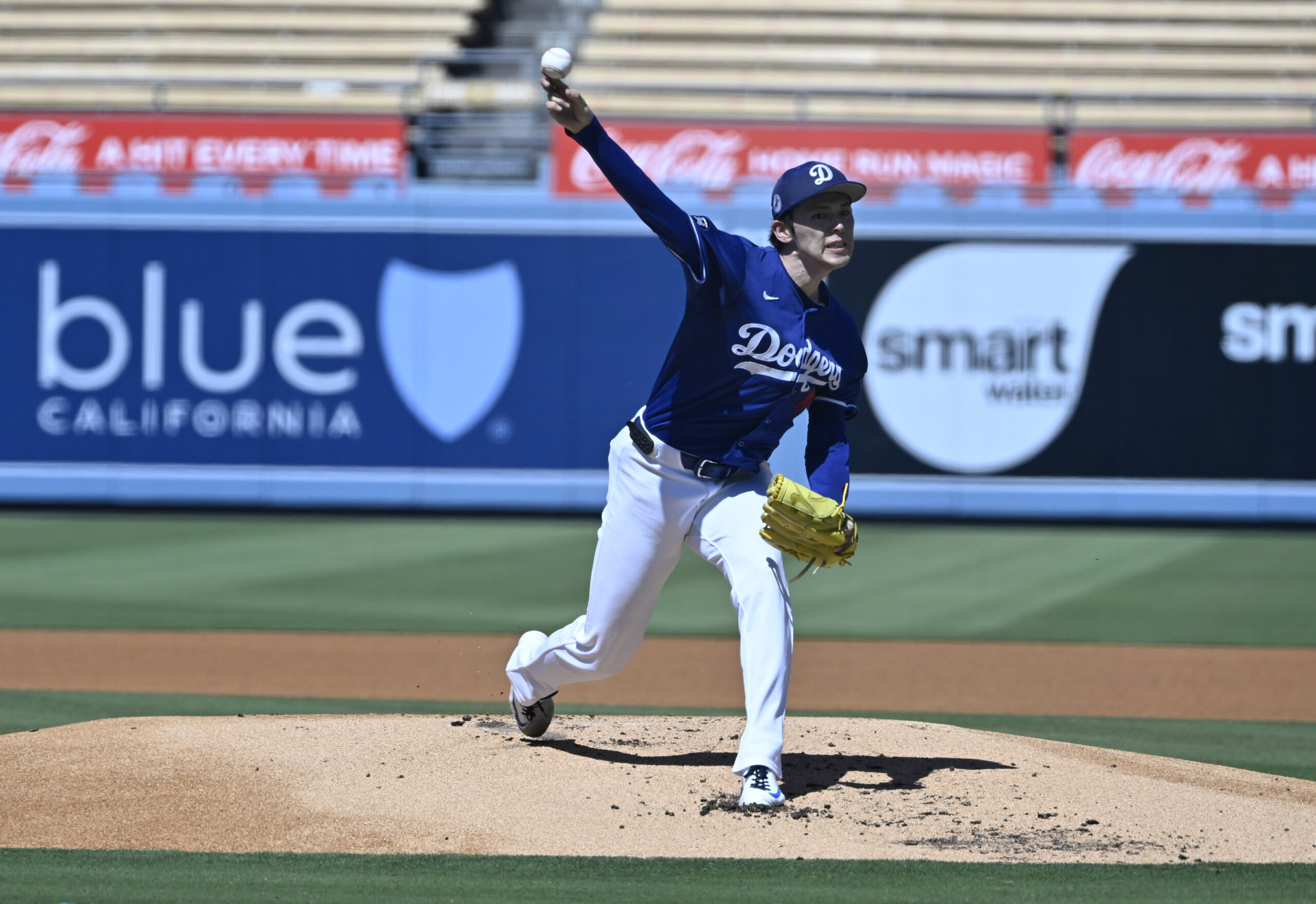 Roki Sasaki #11 of the Dodgers throws live batting practice...