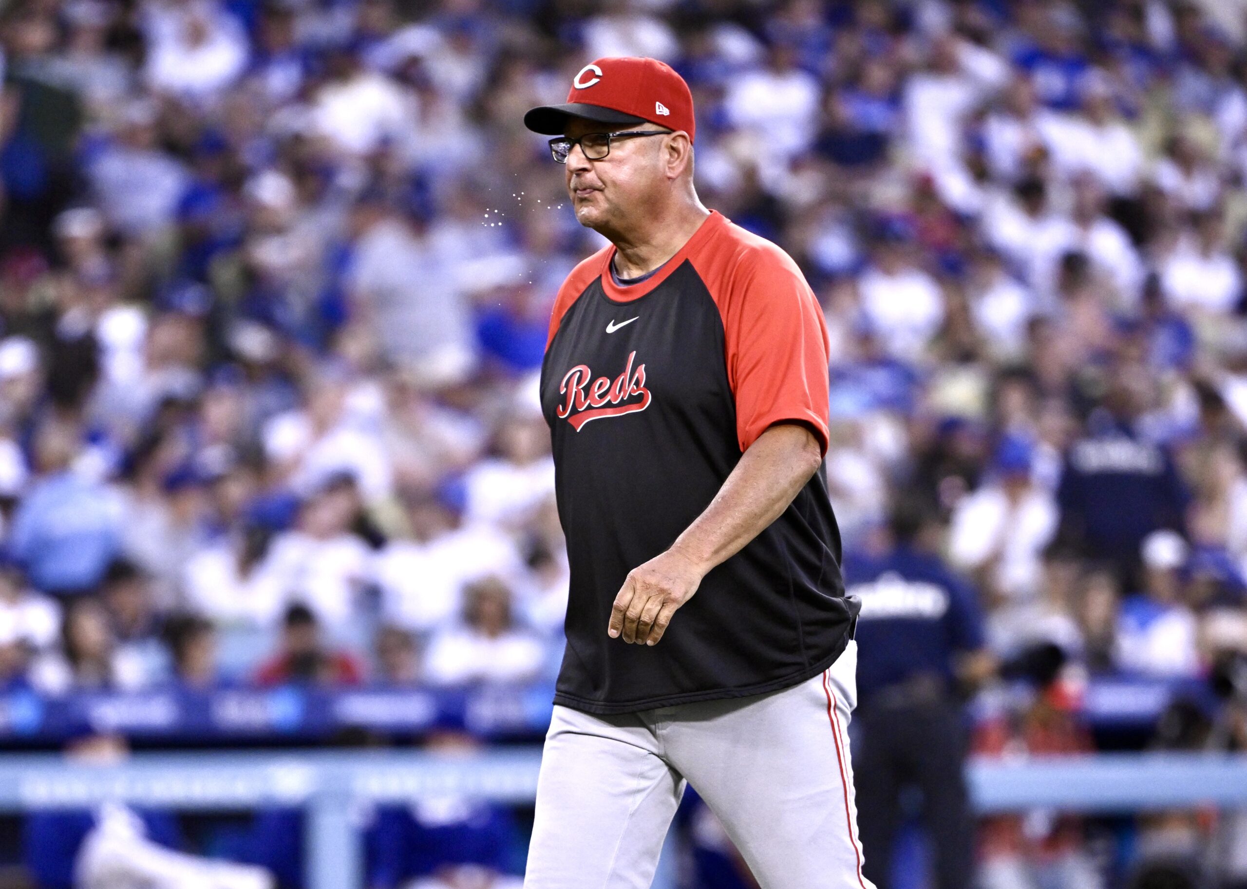 Cincinnati Reds manager Terry Francona walks toward the dugout after...