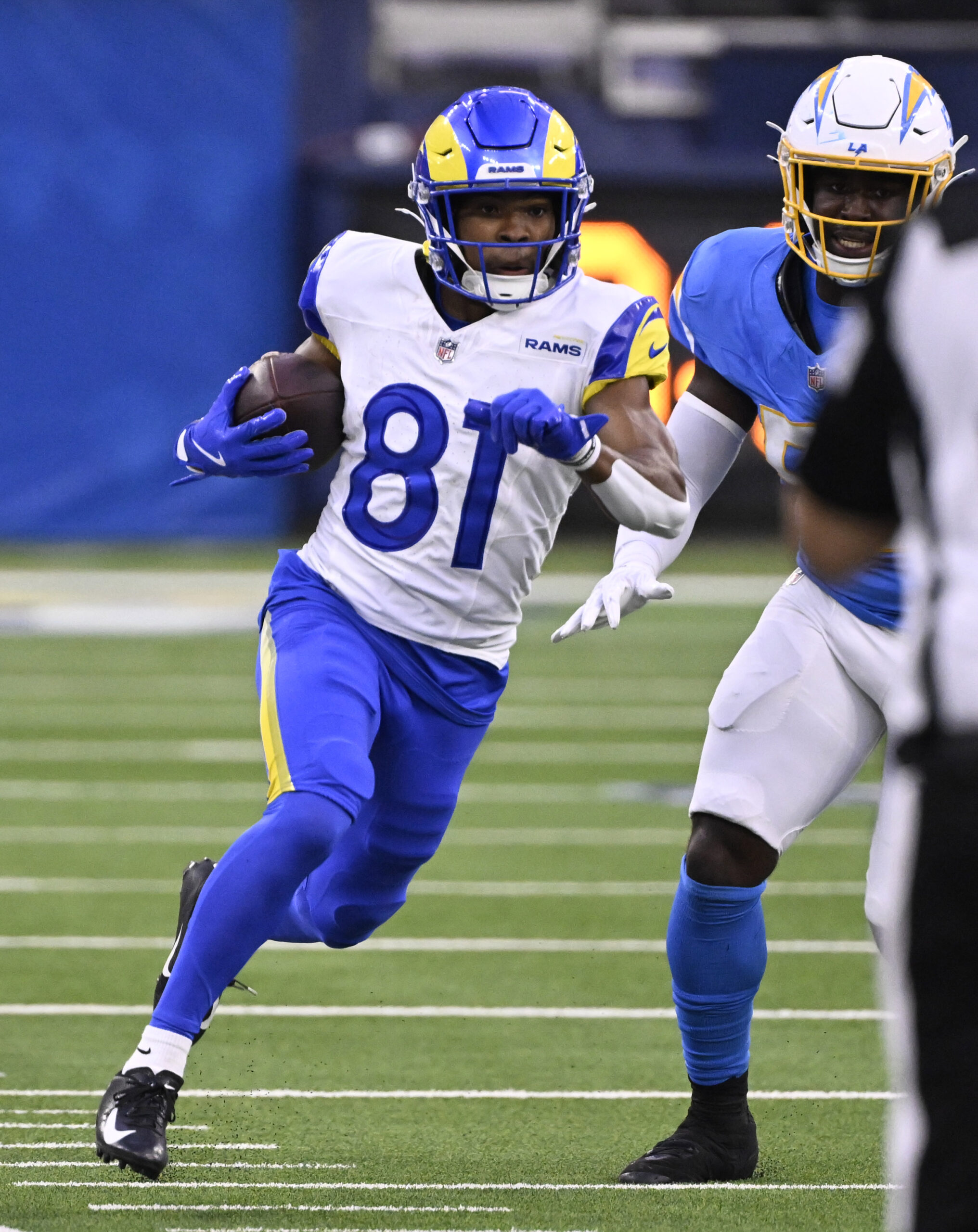 Wide receiver Brennan Presley #81 of the Rams catches pass...