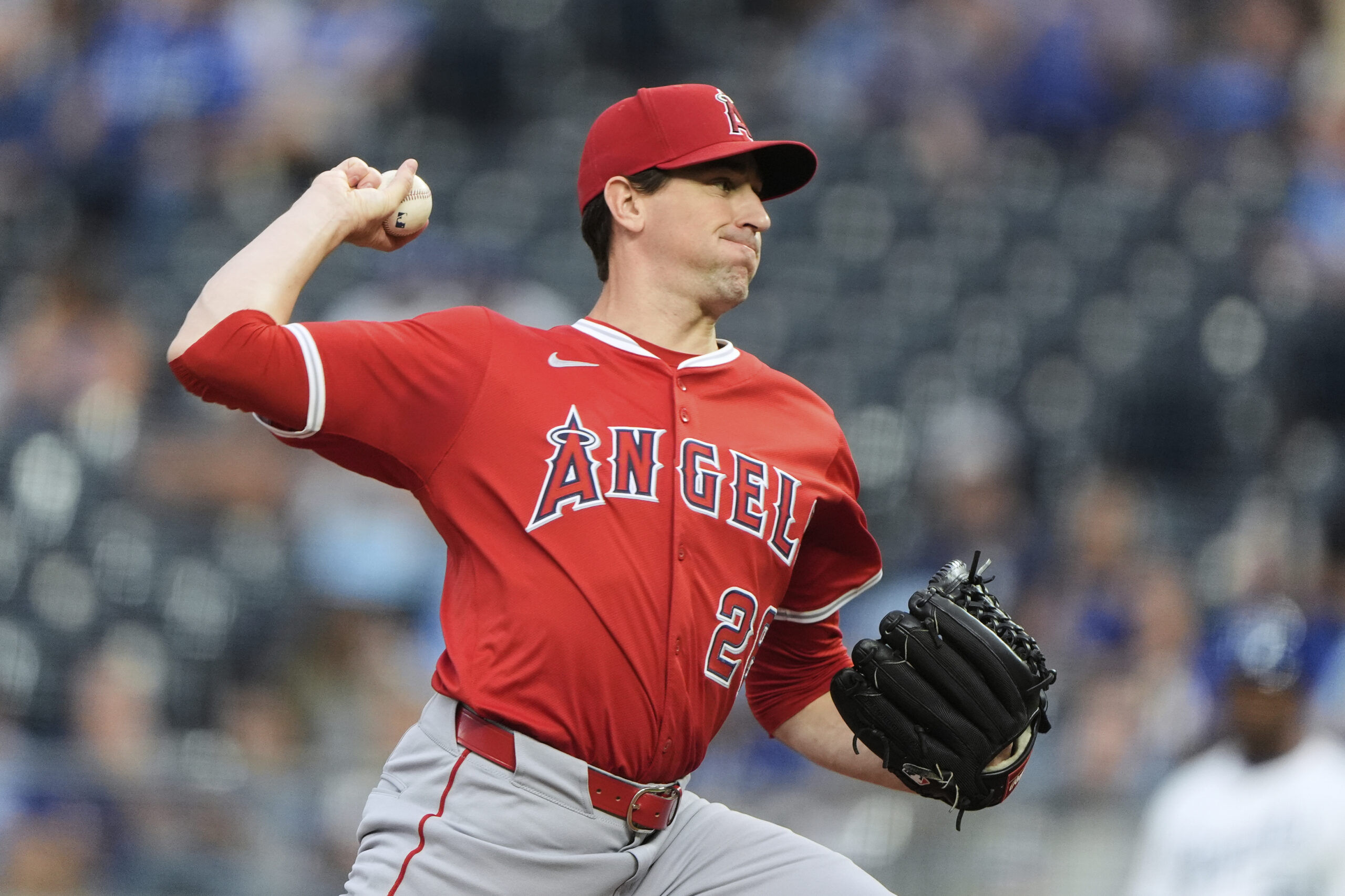 Angels starting pitcher Kyle Hendricks throws to the plate during...