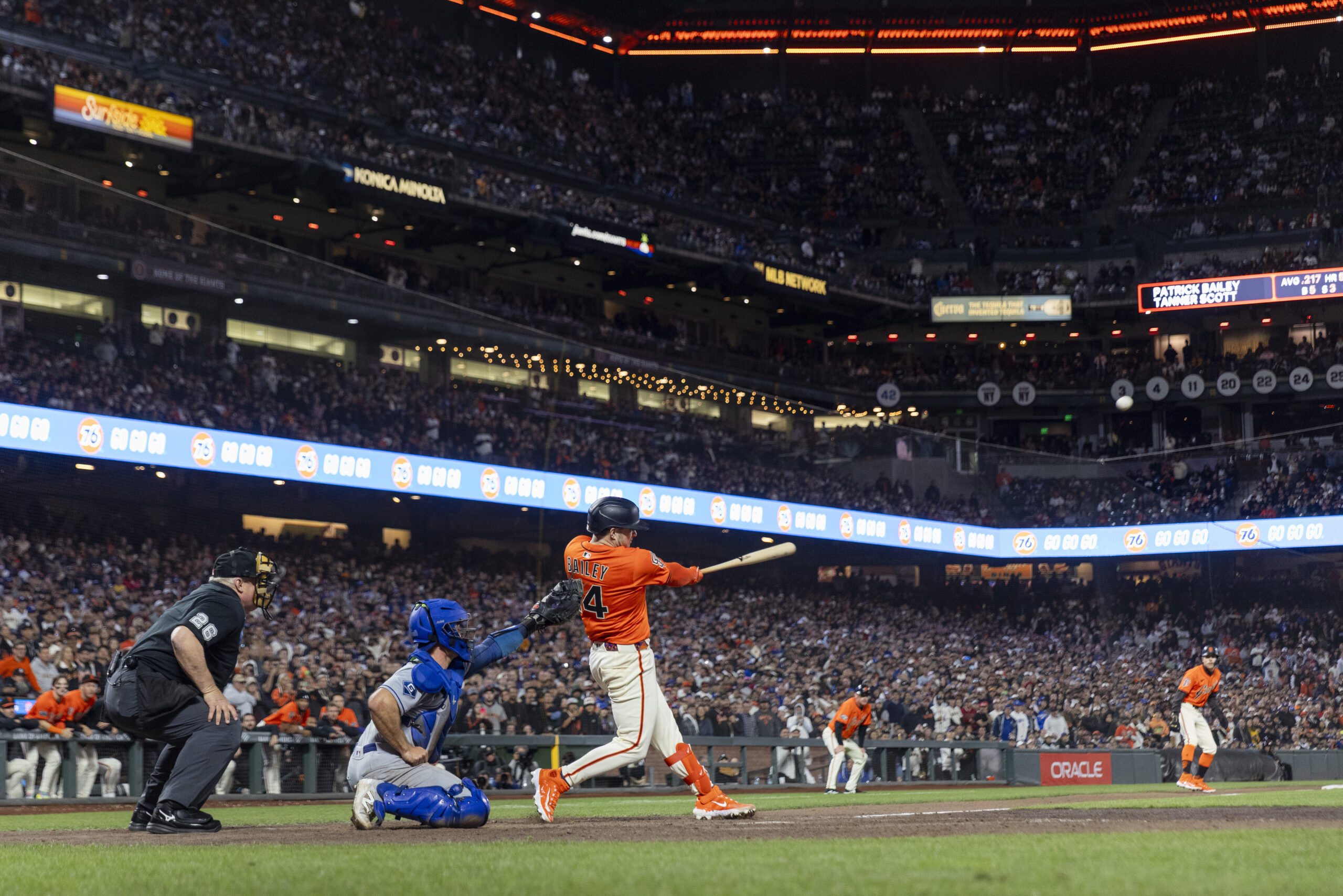 The San Francisco Giants’ Patrick Bailey hits a game-wining grand...