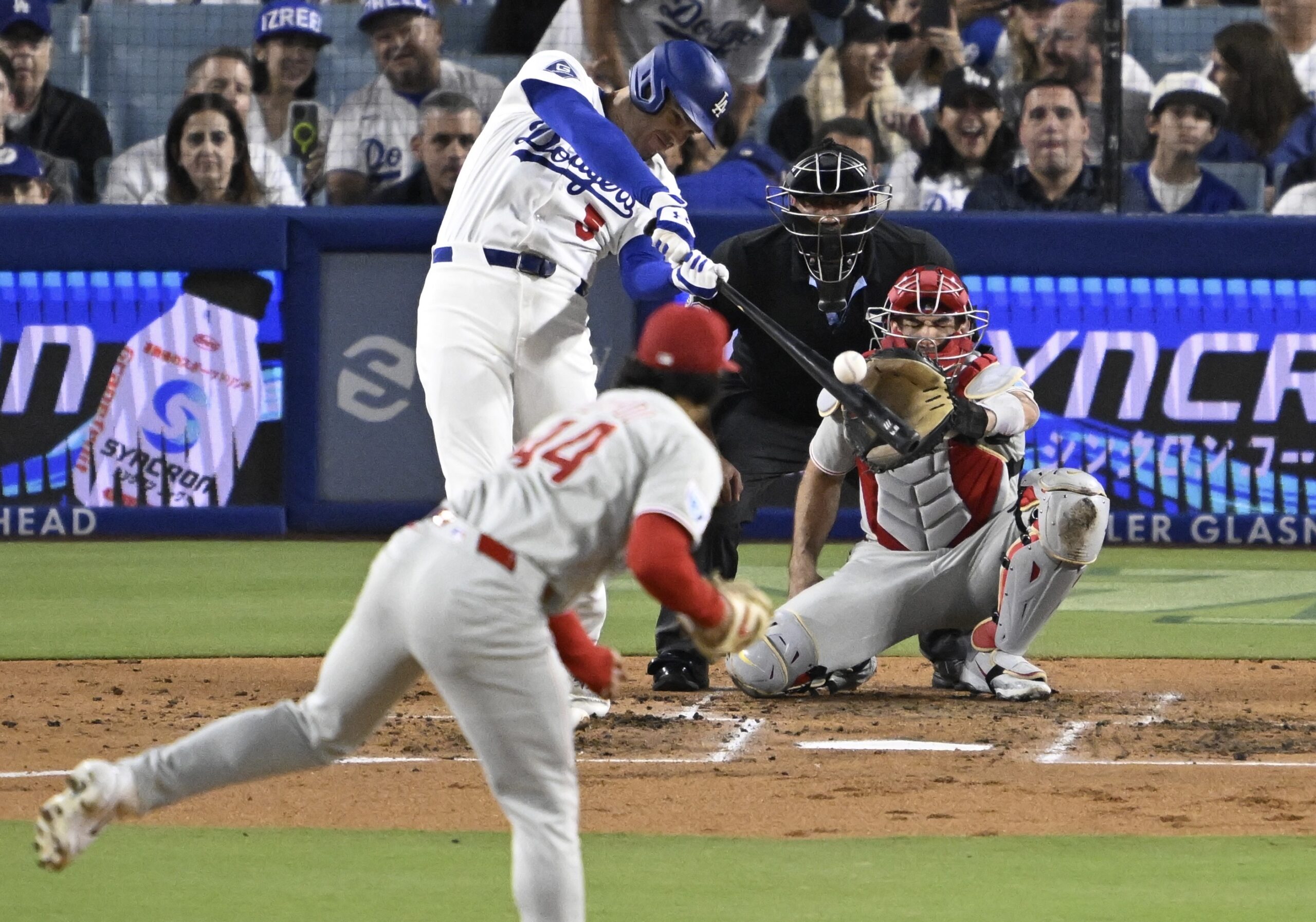 The Dodgers’ Freddie Freeman hits a solo home run off...