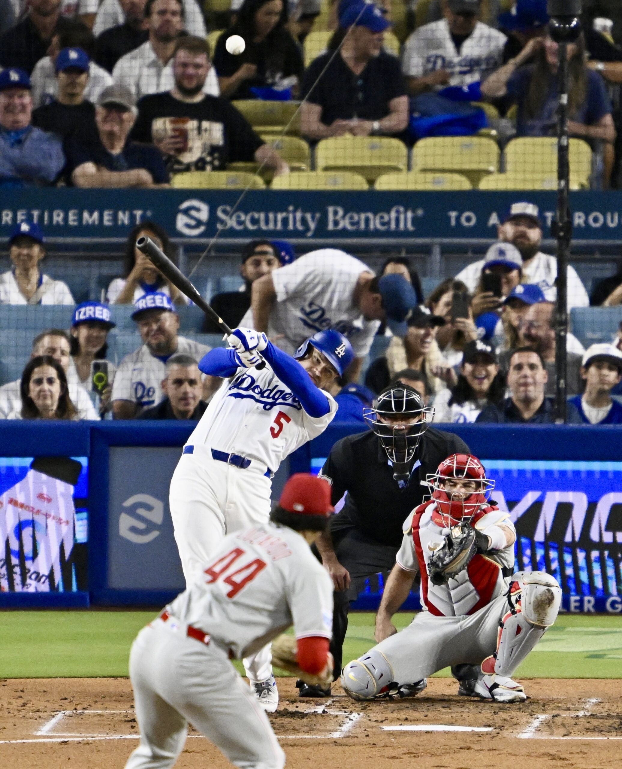 The Dodgers’ Freddie Freeman hits a solo home run off...