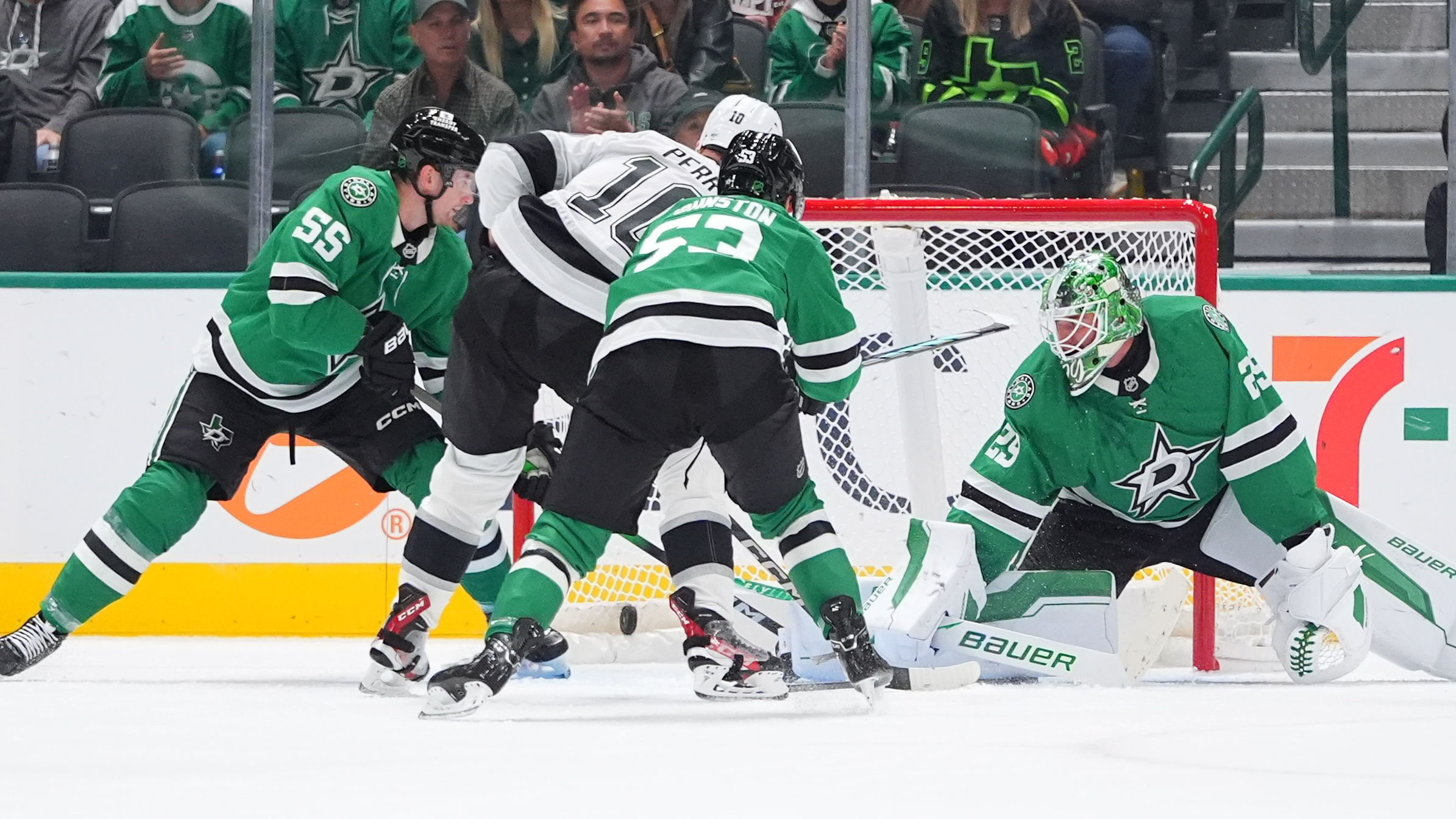Kings right wing Corey Perry (10) scores a goal against...