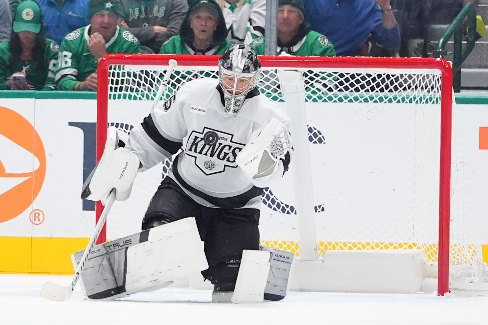 Kings goaltender Darcy Kuemper blocks a shot during the second...