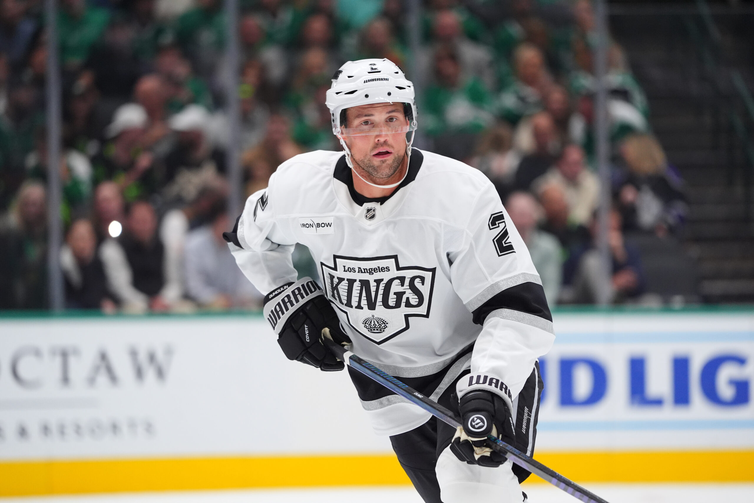 Kings defenseman Brian Dumoulin (2) skates during the second period...