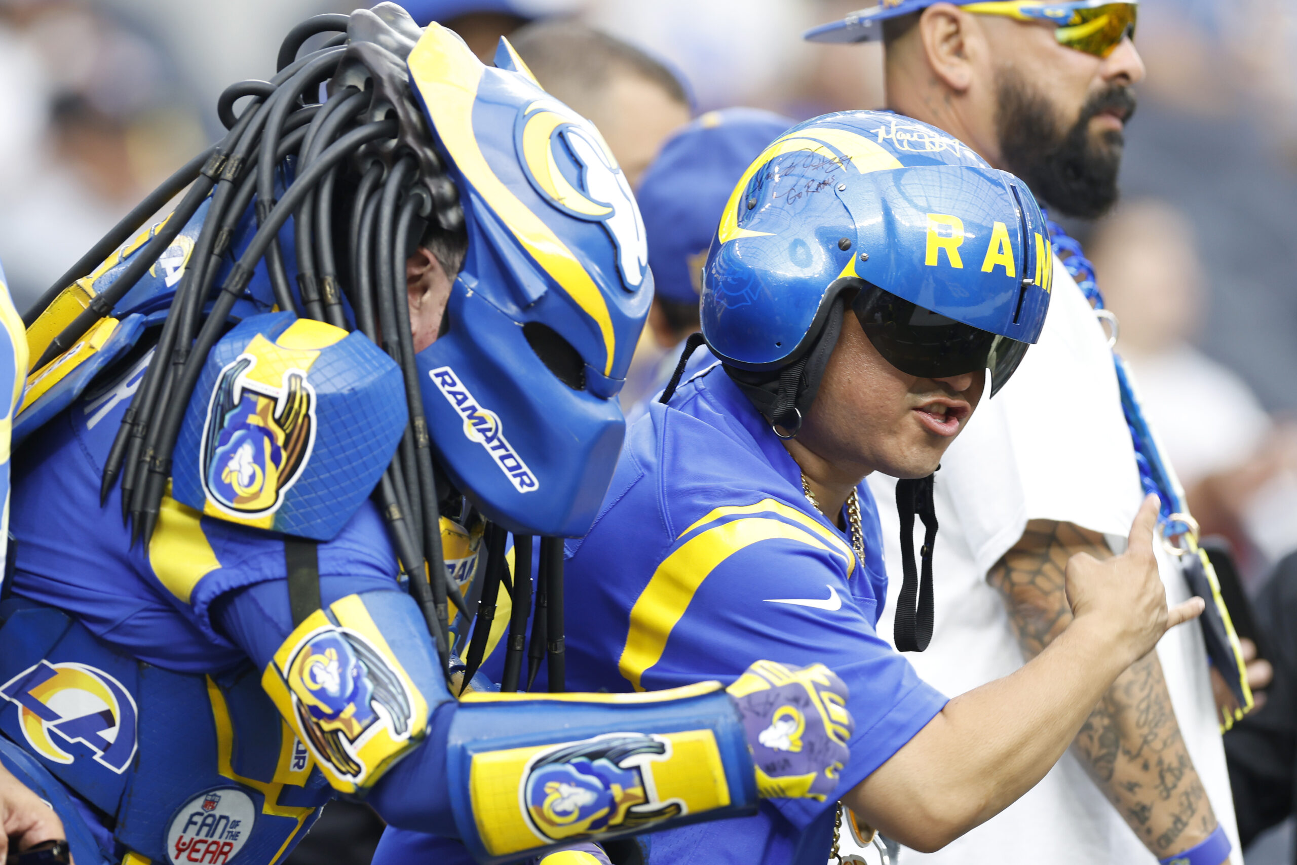 Rams fans cheer before a game against the San Francisco...