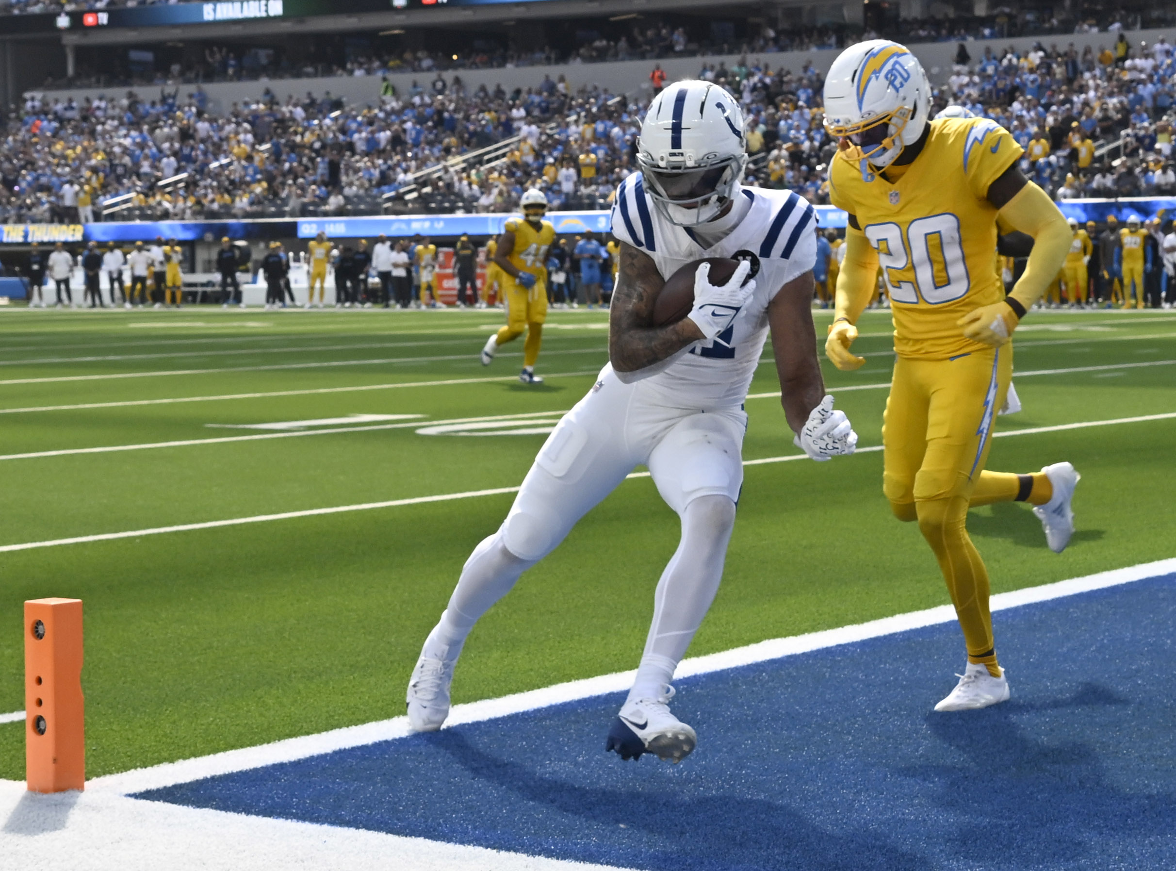 Wide receiver Michael Pittman #11 of the Indianapolis Colts runs...