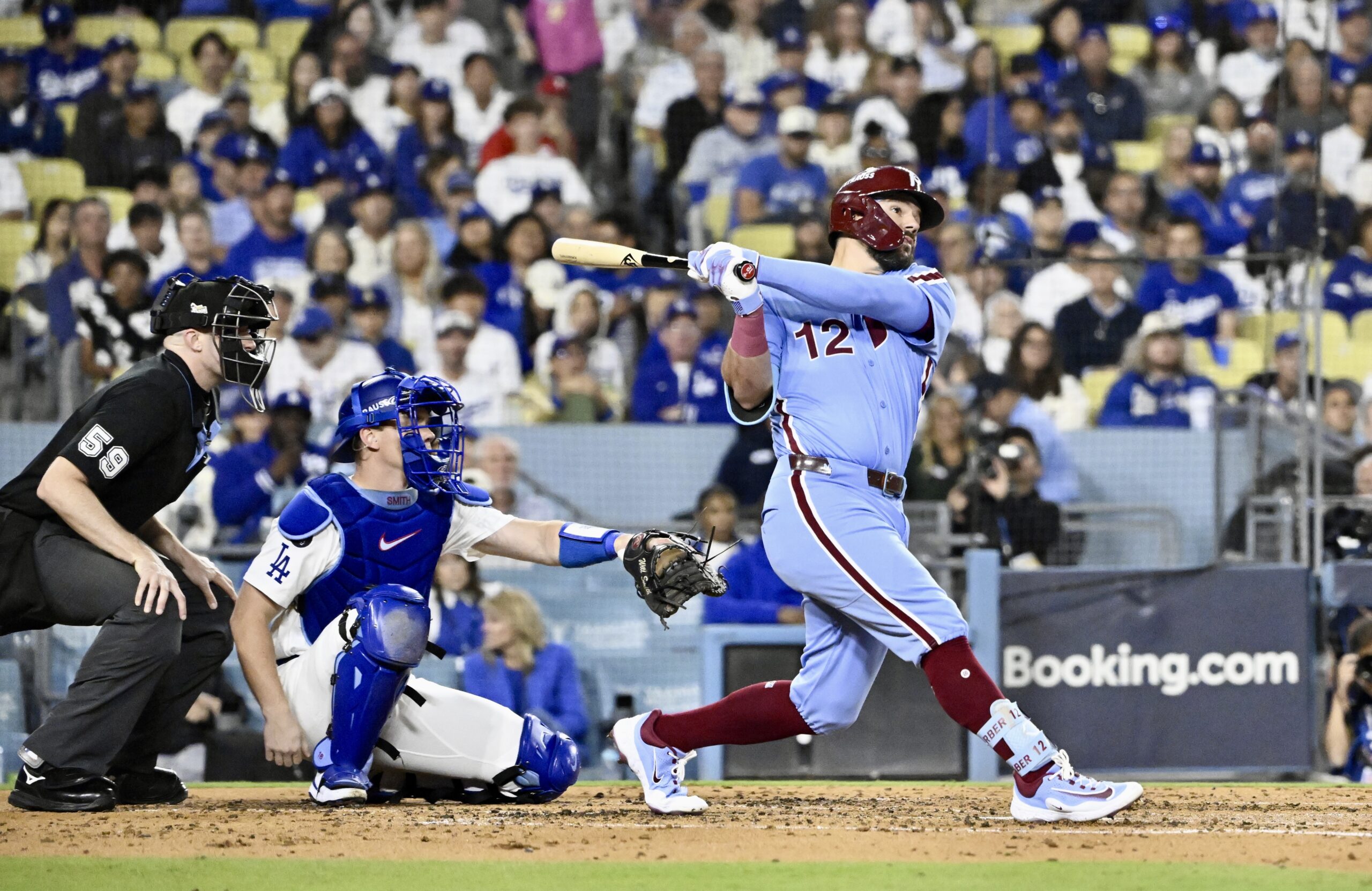 Philadelphia Phillies slugger Kyle Schwarber hits a 455-foot solo home...