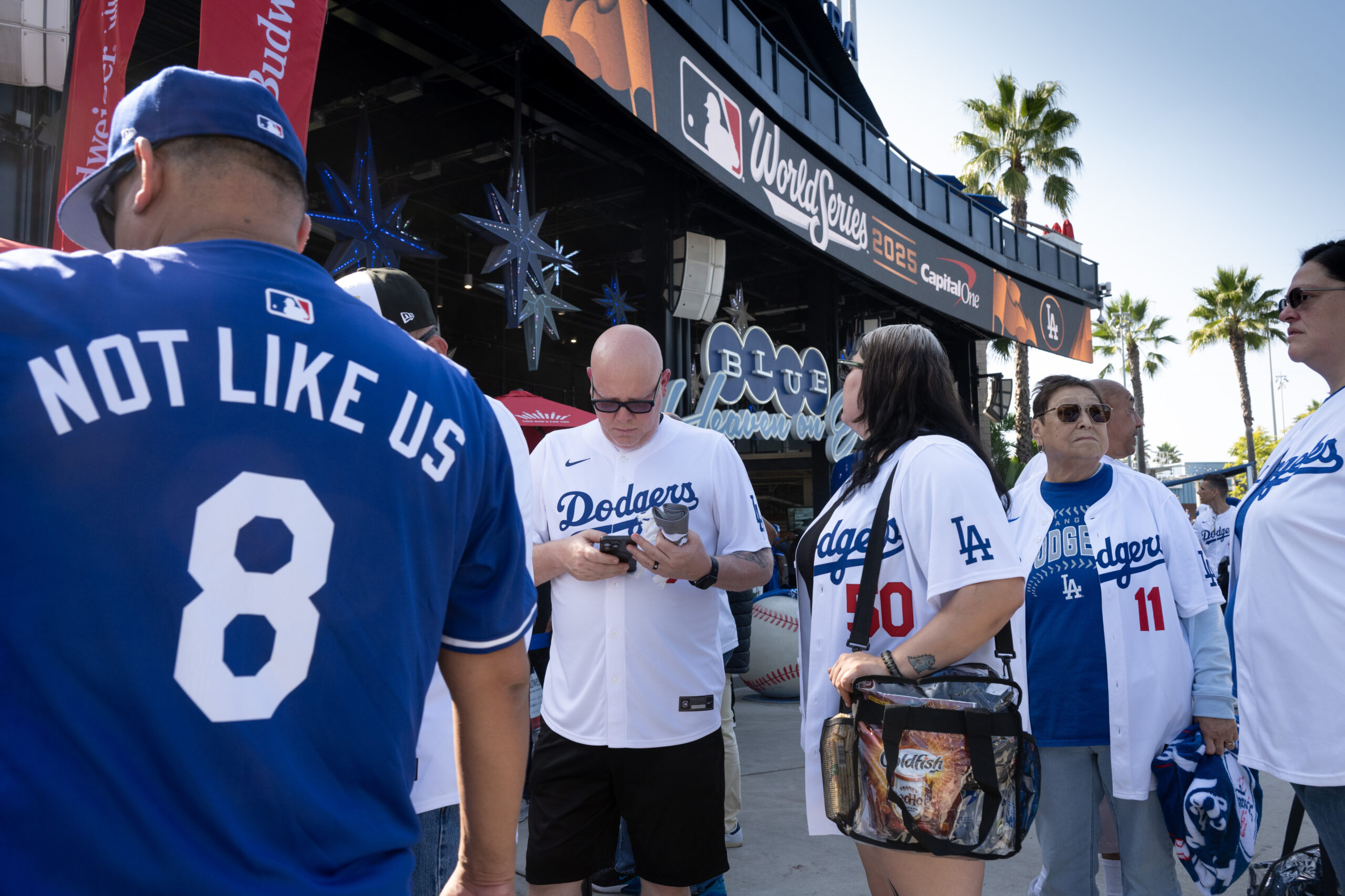 Dodger fans line up for World Series merchandise for Game...