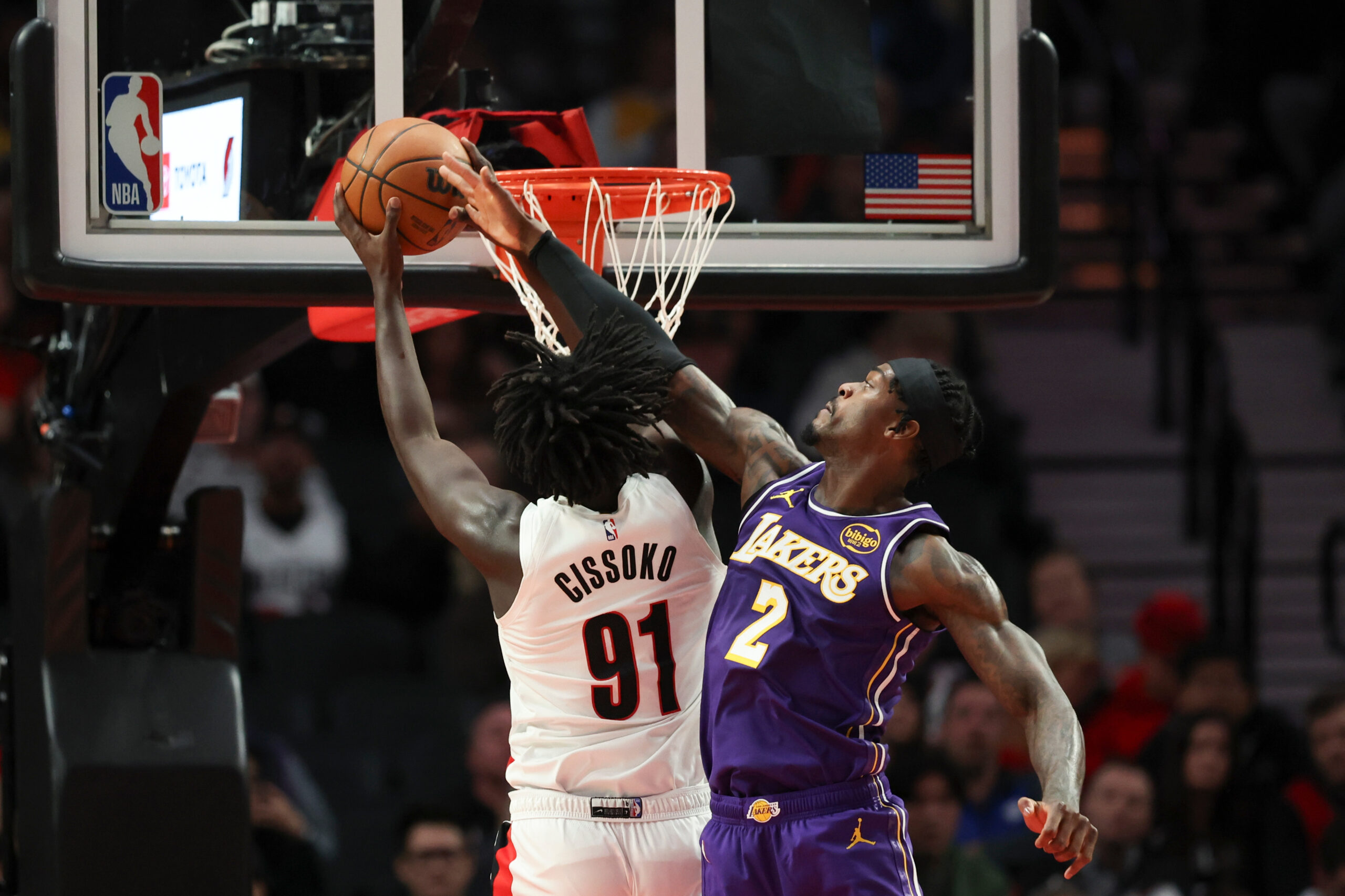 Portland Trail Blazers guard Sidy Cissoko (91) drives to the...