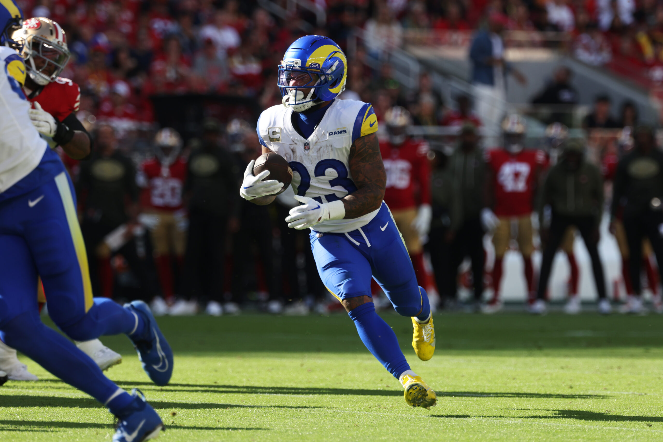 Rams running back Kyren Williams (23) runs against the San...