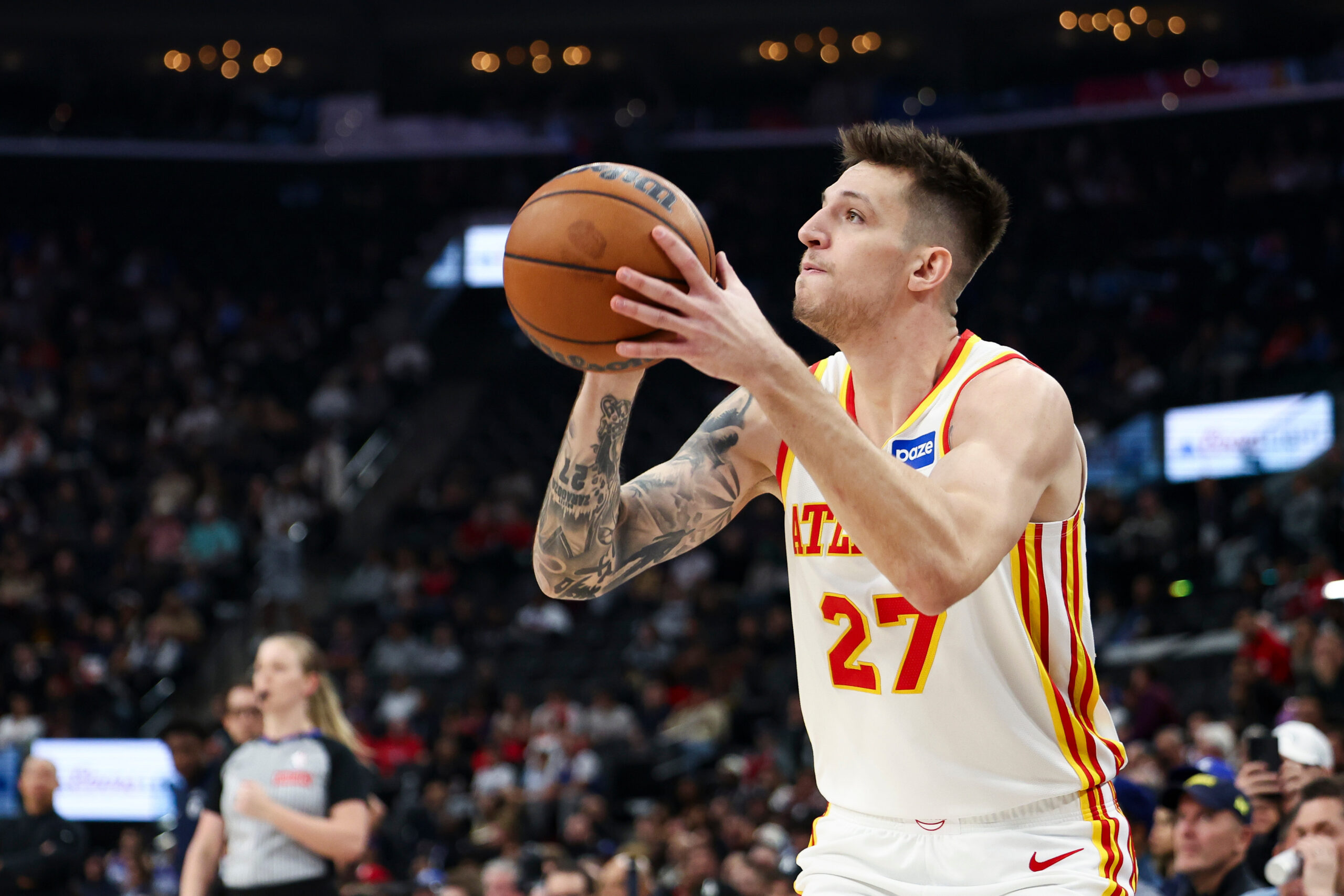 Atlanta Hawks guard Vit Krejci (27) prepares to shoot during...