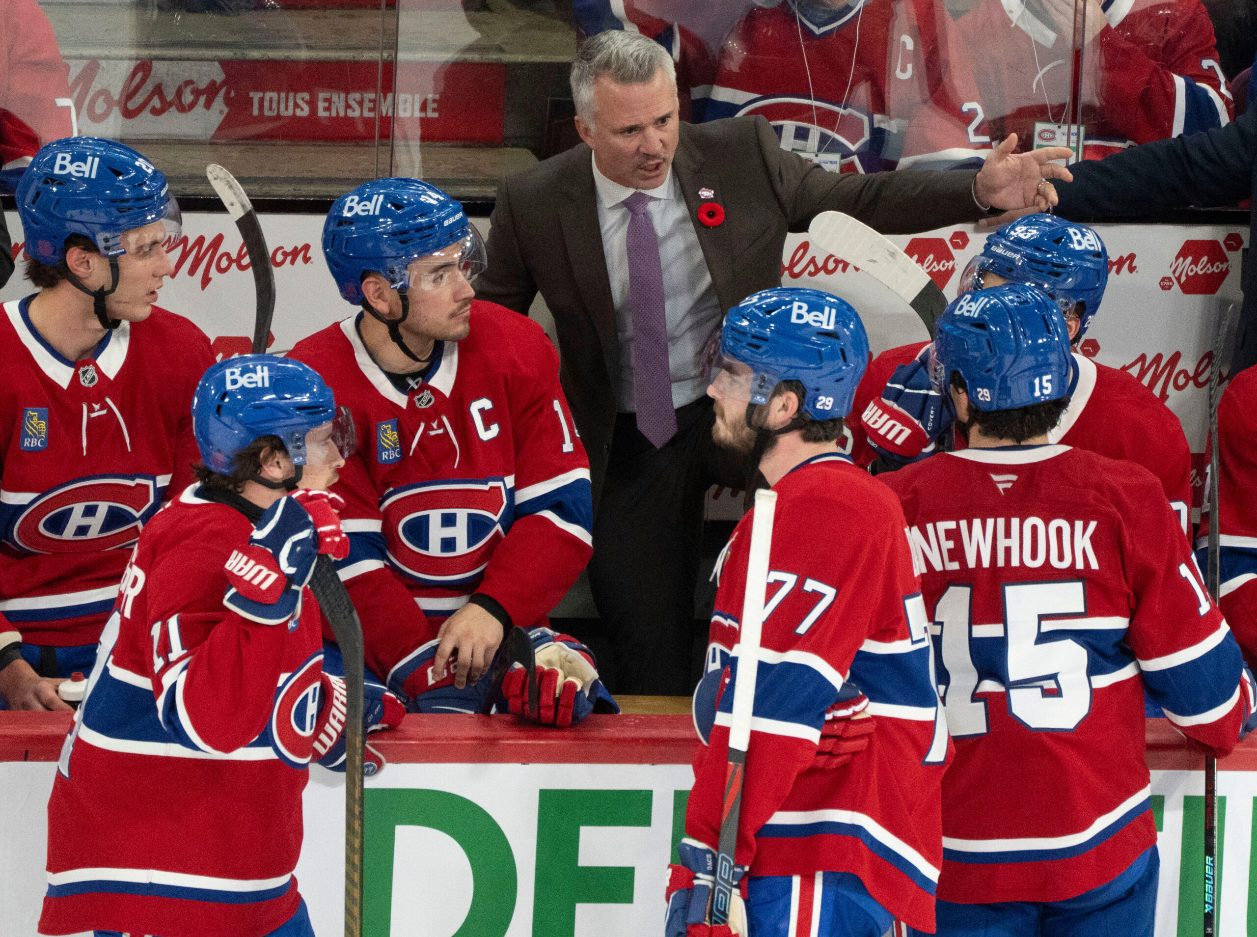 Montreal Canadiens head coach Martin St. Louis gives directions to...