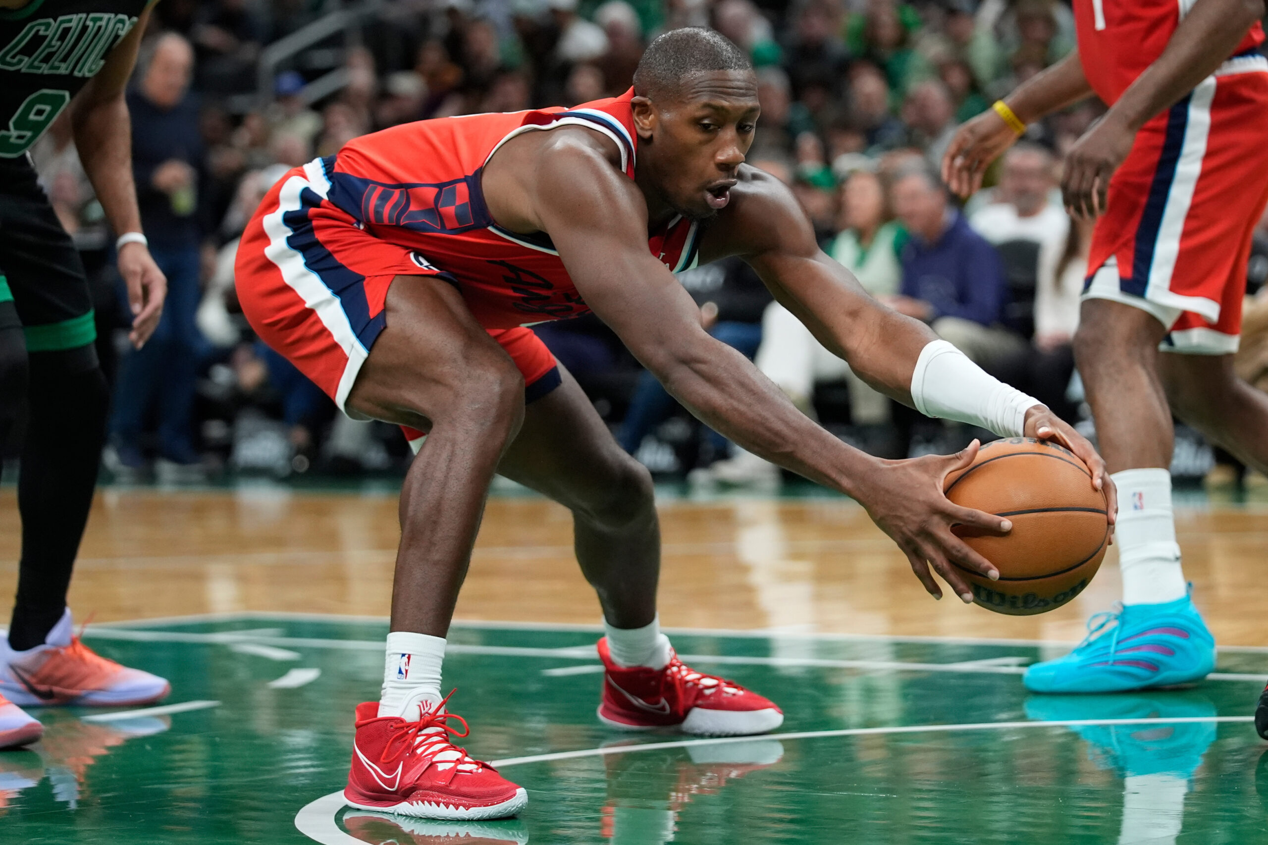 Clippers guard Kris Dunn grabs a rebound during the second...