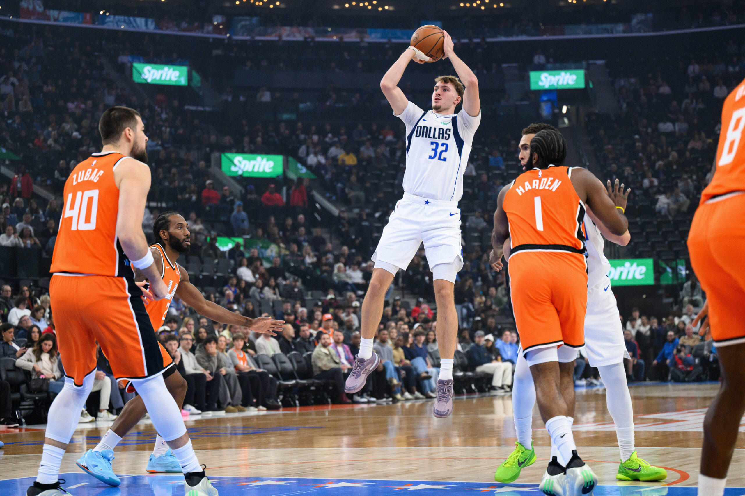 Dallas Mavericks forward Cooper Flagg (32) shoots during the first...