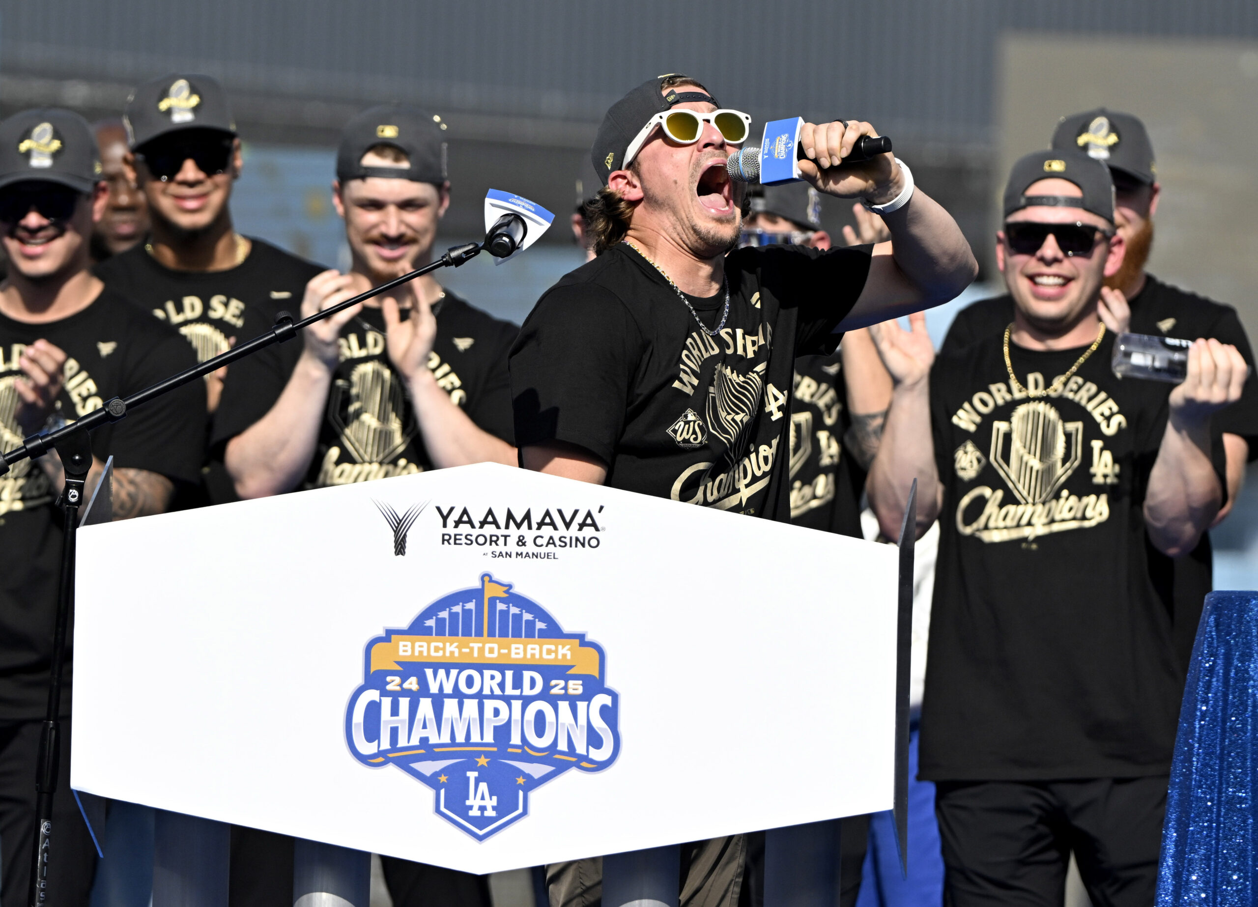 Kike Hernandez of the Los Angeles Dodgers speaks during a...