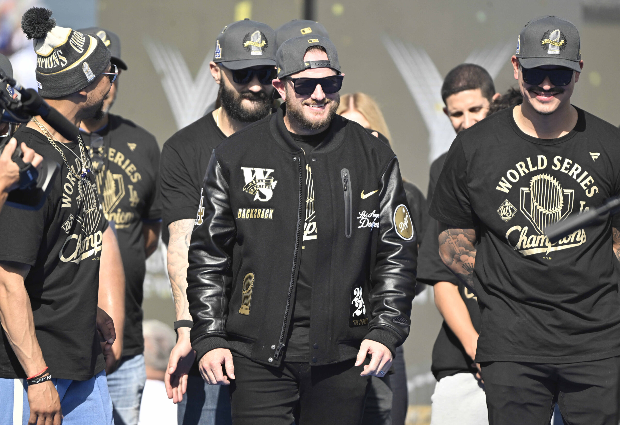 Max Muncy of the Los Angeles Dodgers during a celebration...