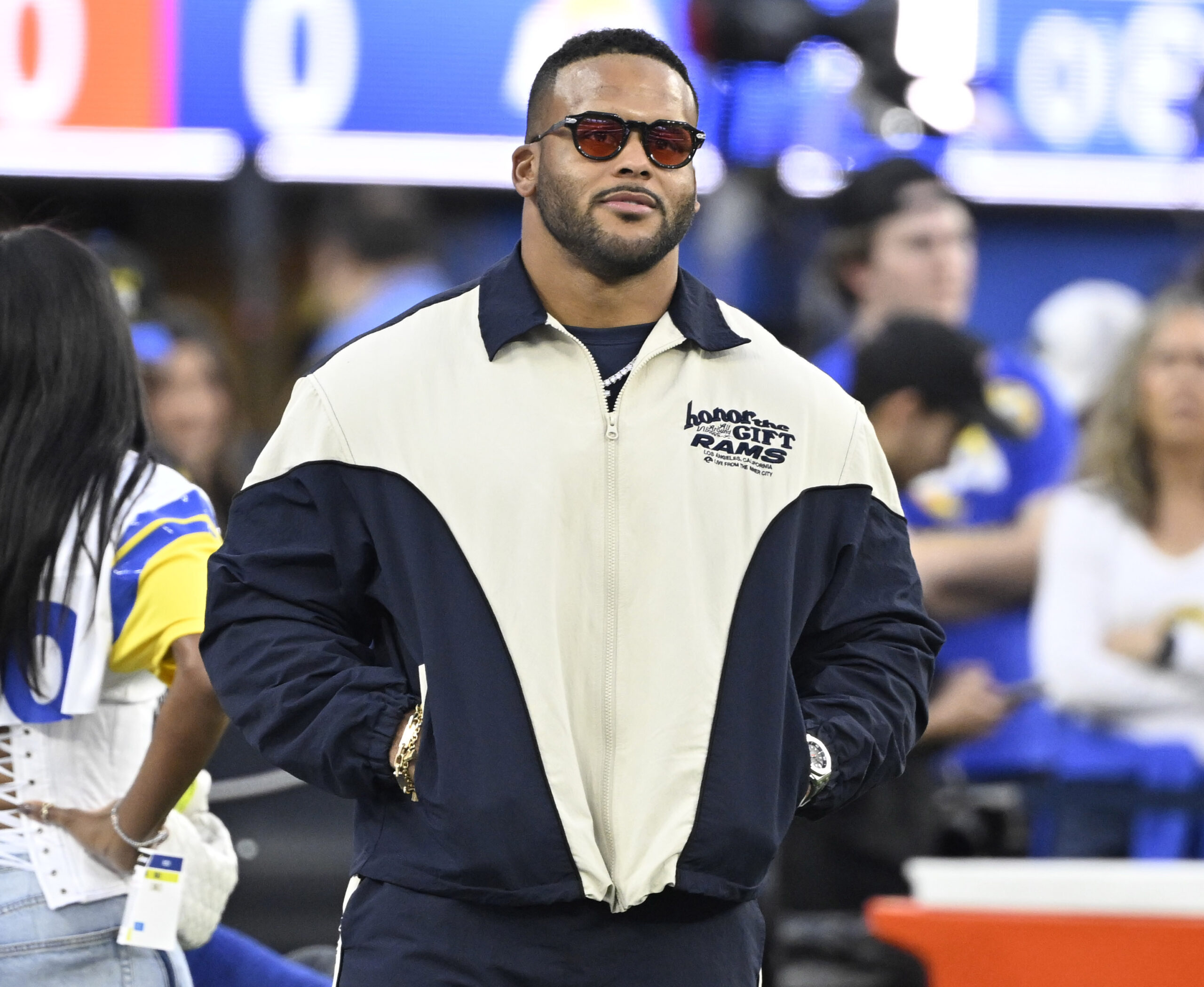 Former Rams star, Aaron Donald prior to a NFL football...