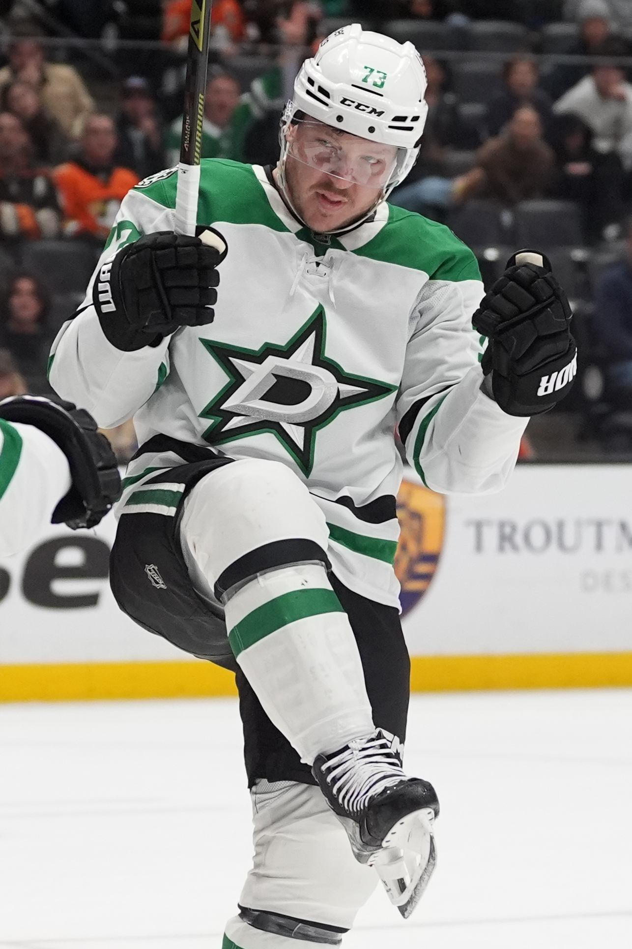 Dallas Stars defenseman Esa Lindell celebrates his goal during the...