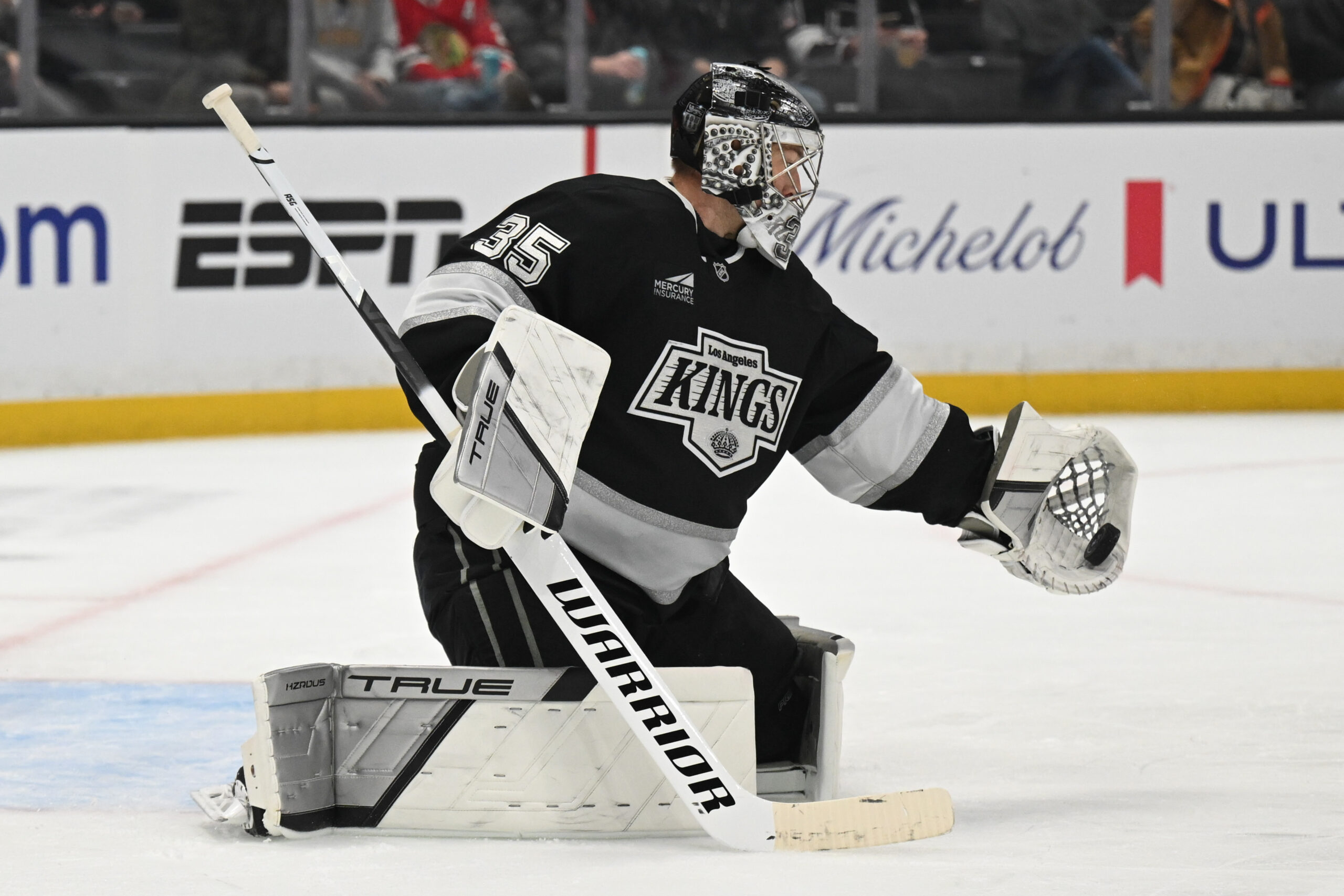 Kings goalie Darcy Kuemper (35) makes a save during second...