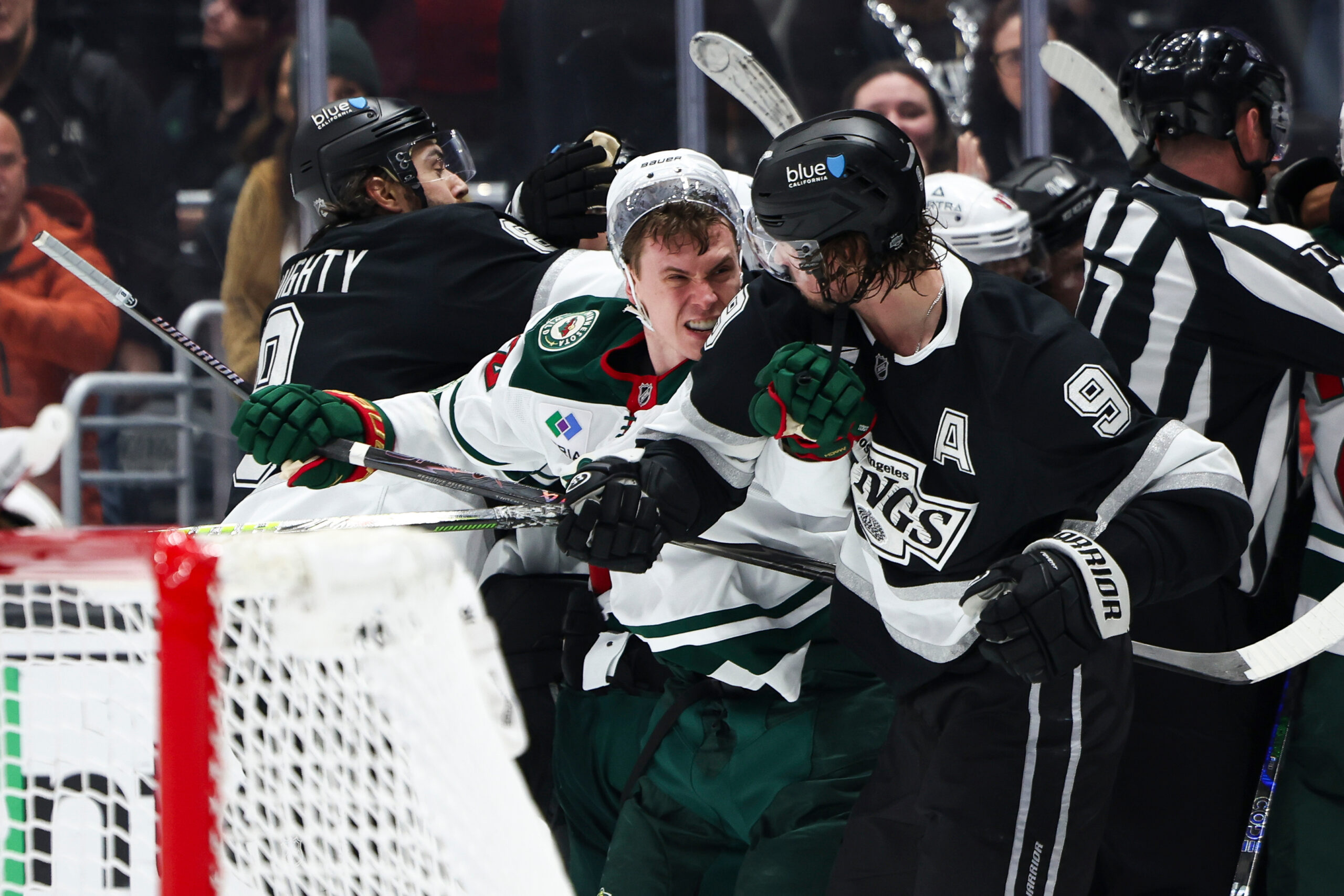 Minnesota Wild right wing Danila Yurov, front right, and Kings...