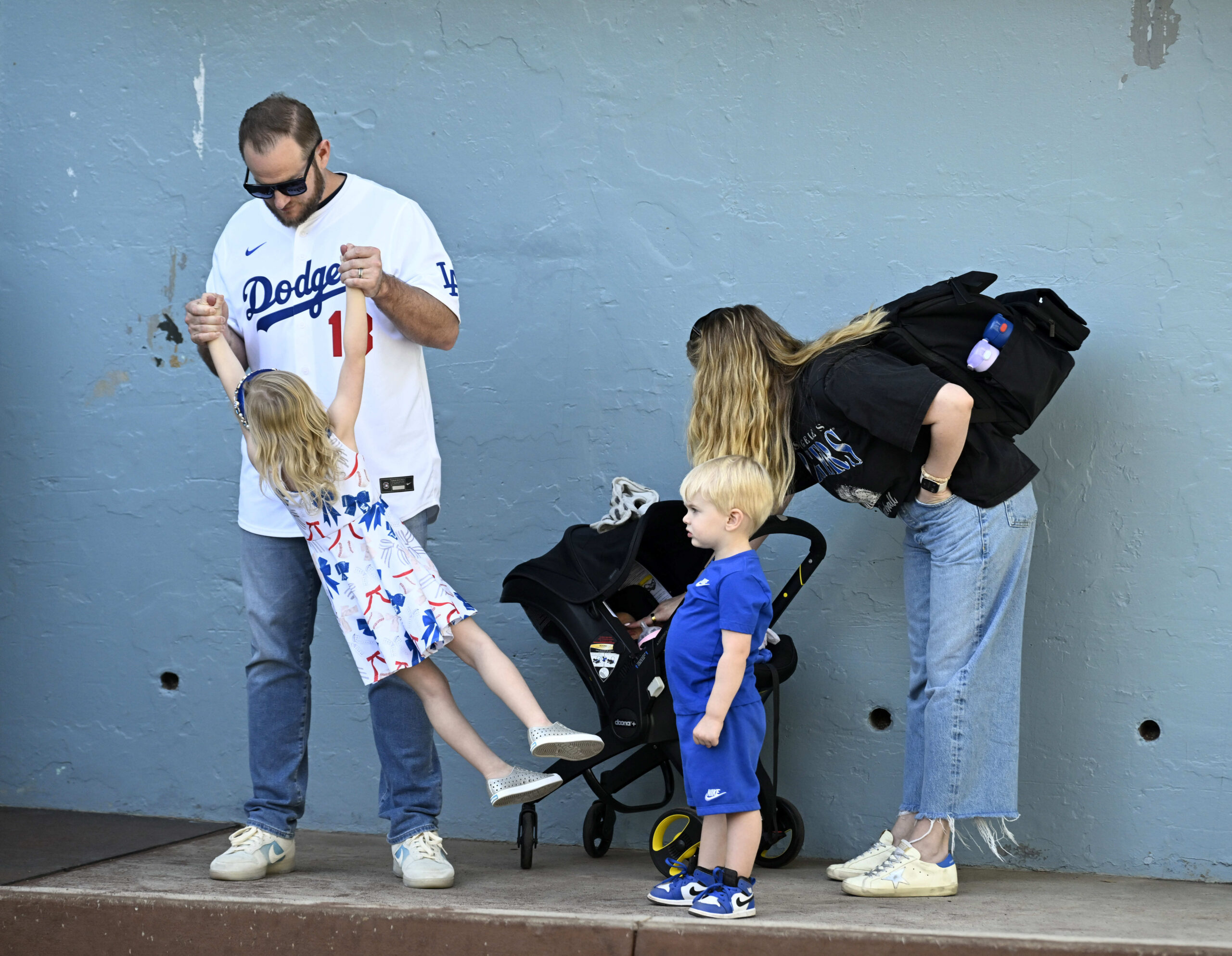 Max Muncy #13 of the Los Angeles Dodgers with his...