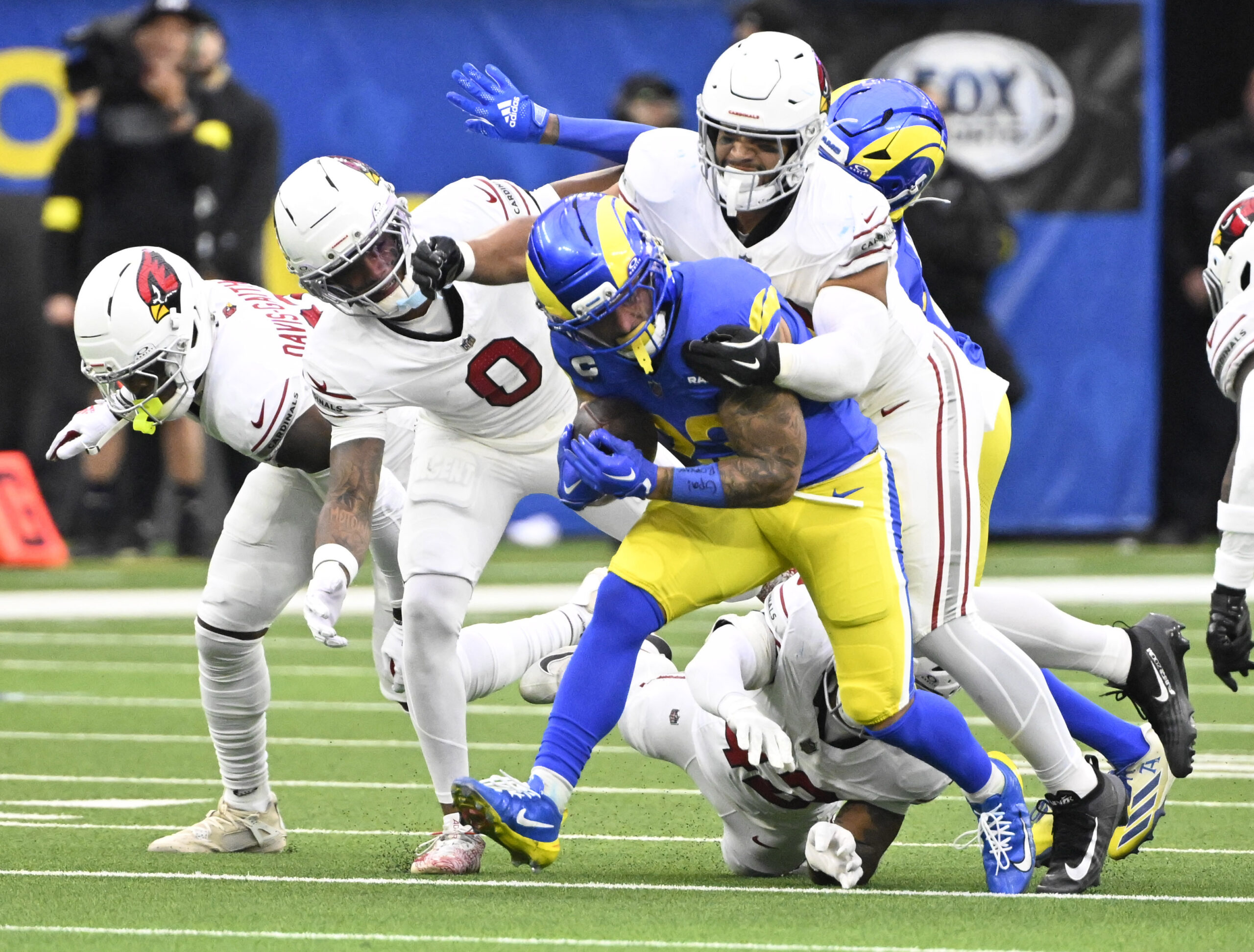 Rams running back Kyren Williams #23 runs for a first...