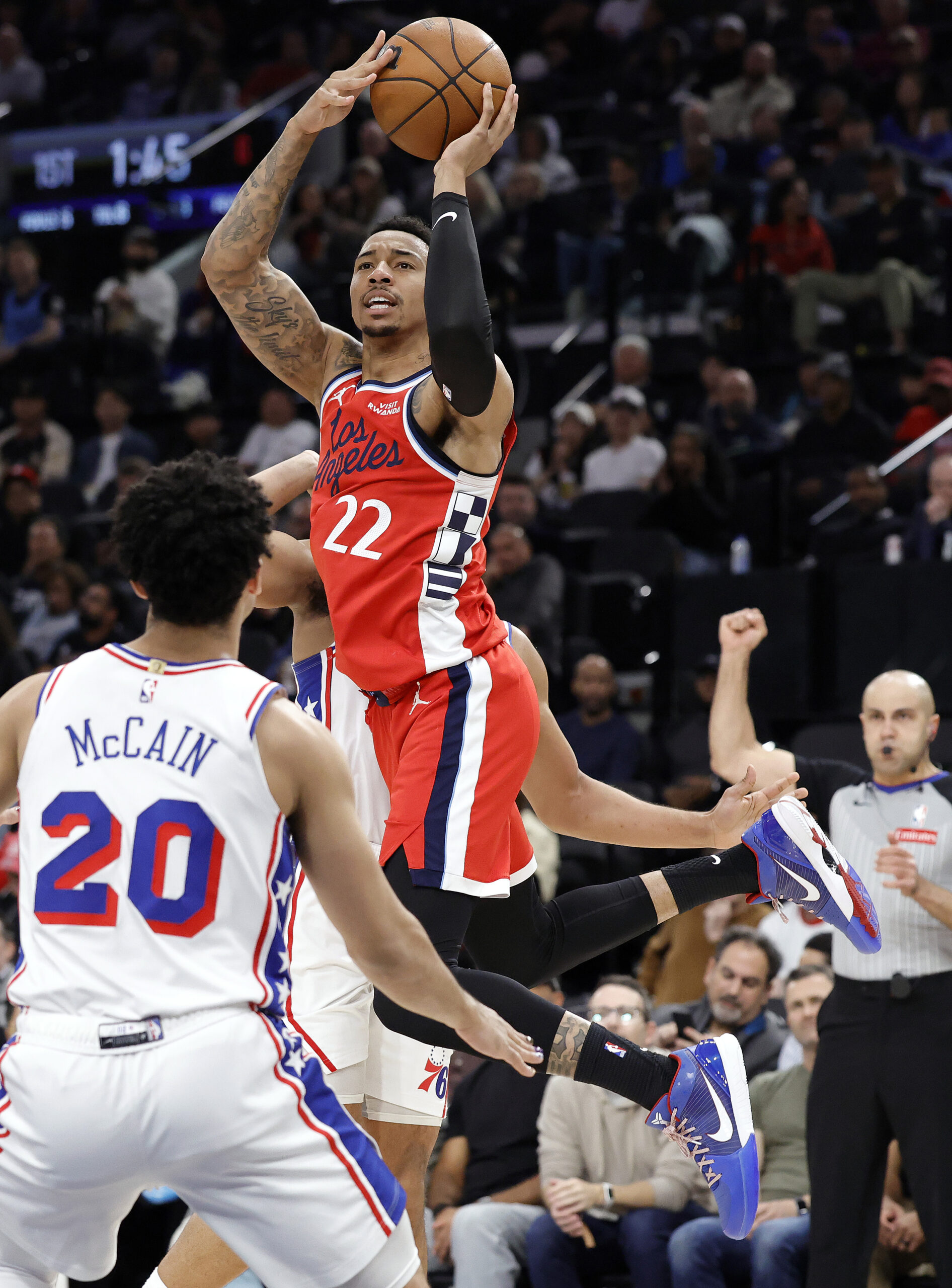 The Clippers’ Jordan Miller takes a shot during the first...